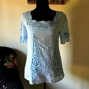 Light Blue Peasant Blouse SZ small